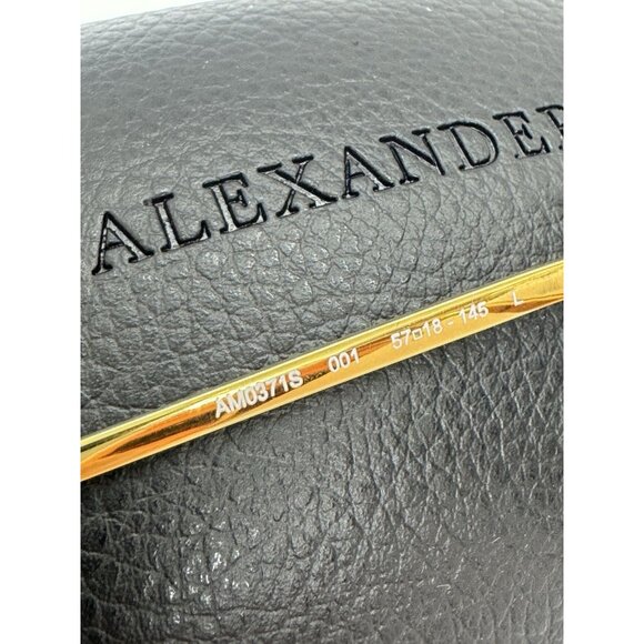 ALEXANDER MCQUEEN square women's sunglasses + hard case 57mm AM0371S Gold/Gray - Picture 12 of 13